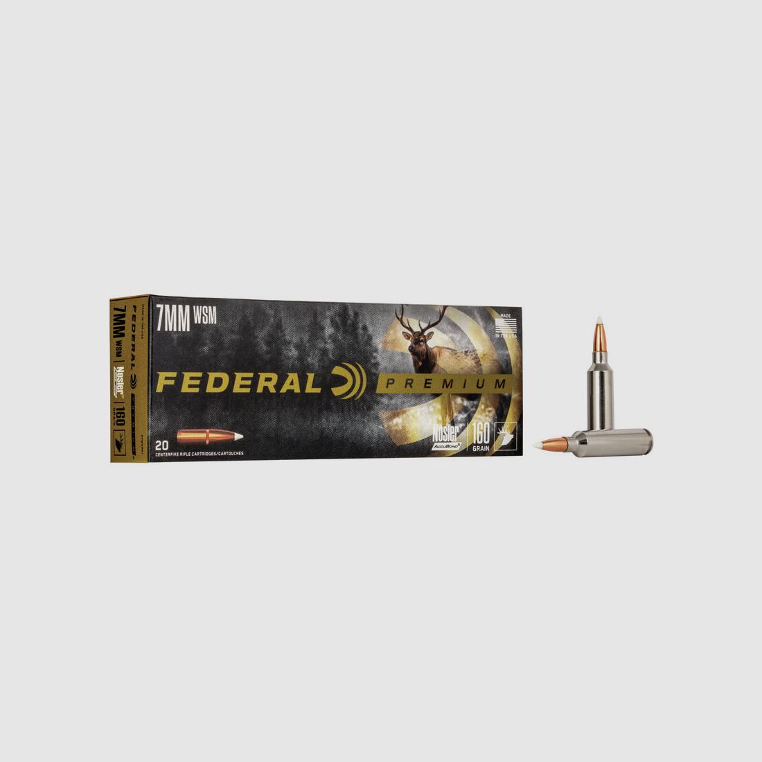 Federal Premium Nosler AccuBond 7mm WSM 160GR 20 cartridges