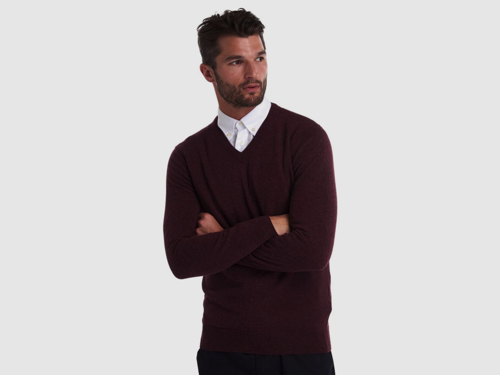 BARBOUR Essential Lambswool V Ausschnitt Merlot