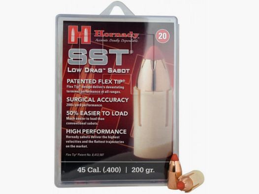 SCATOLA DA 20 OGIVE HORNADY 45 CAL SABOT 40 200 GRS SST ML