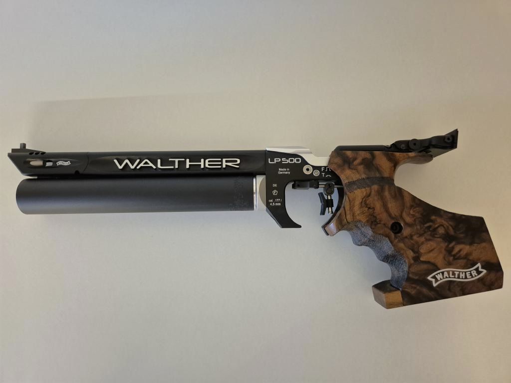 Pistola ad aria compressa Walther LP500 Expert, M-Abzug, impugnatura L destra