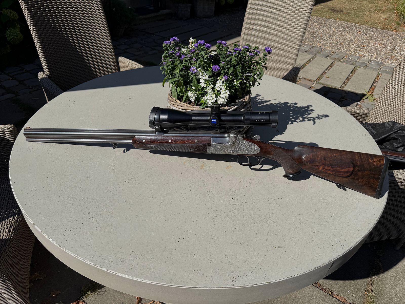 Merkel chef-d'œuvre verrou latéral fusil de chasse, fusil à deux canons et carabine 203E calibre 12/70 .30R Blaser & 9,3x74R