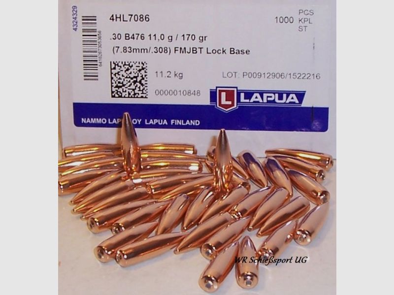 100St. LAPUA Geschosse .30(.308Dia.) - 170 - LOCK BASE -VM-BT - #B476