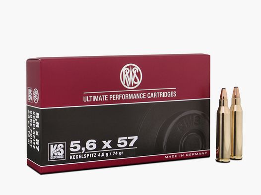 RWS 5.6x57 KS 4.8g/74gr. Rifle Cartridges