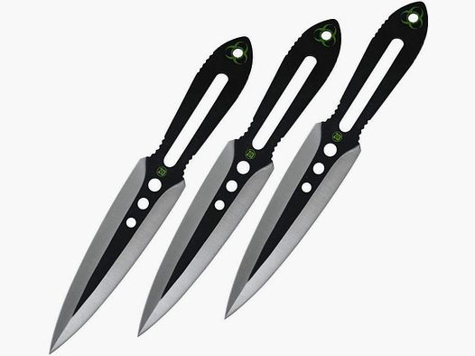 Wurfmesserset 3er Set mit schwarzen Griffen