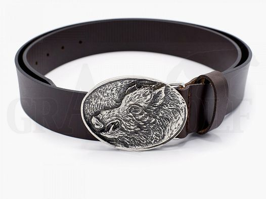 Cintura in pelle con fibbia Cinghiale misura vita 85 a 100 cm