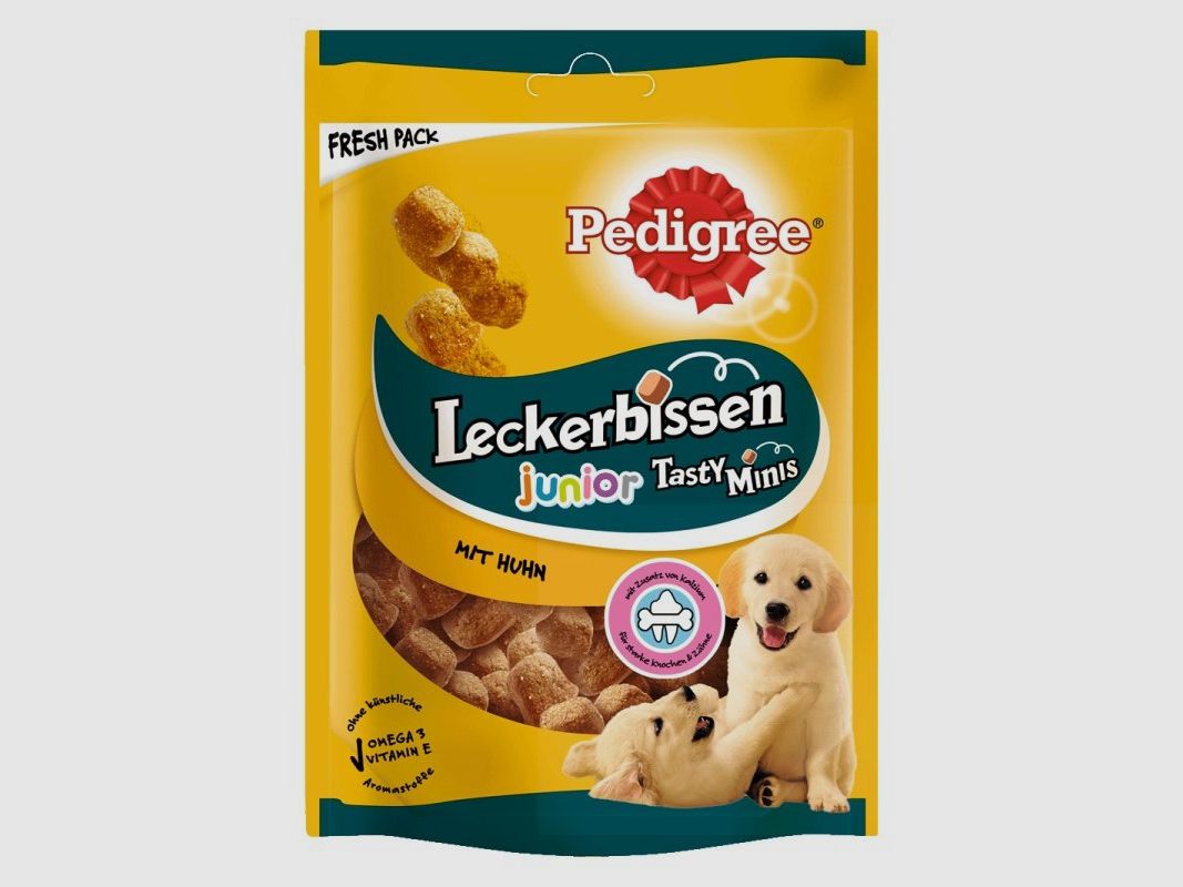 Pedigree Hunde Snack Leckerbissen Tasty Minis Junior mit Huhn 6 x 125g