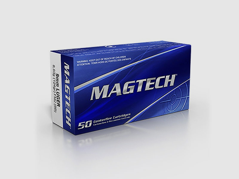 1000 Schuss/20 Packungen Magtech 9 mm Luger Vollmantel 8,0g/124grs.