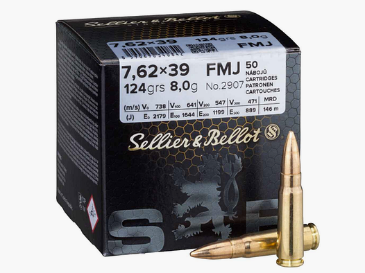 S&B 7,62x39 FMJ 8g/124 grs. 50 Stk.