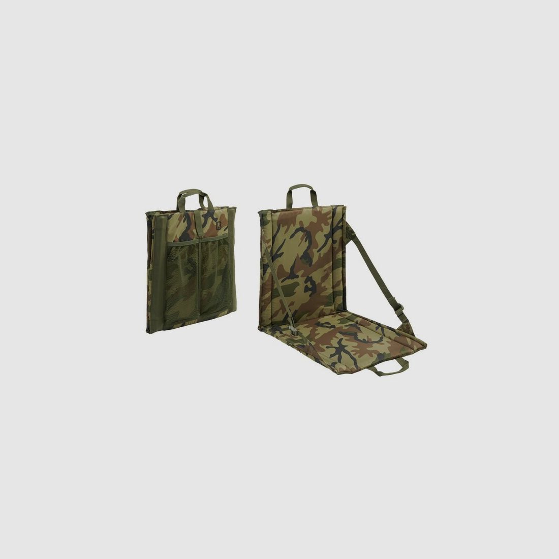 Faltsitz mit Tragegriff + Netztasche für 2 Getränkeflaschen - US Woodland
