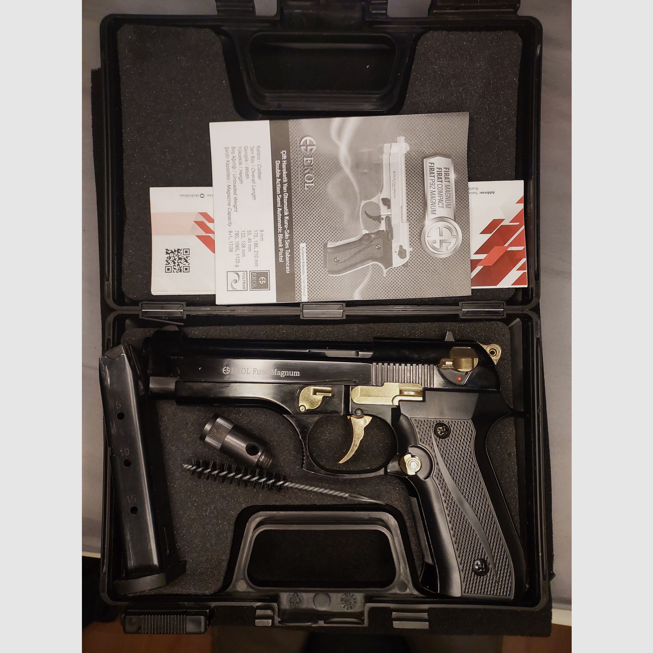 Ekol Firat Magnum Schreckschuss Pistole Schwarz/Gold Kal. 9mm P.A.K. (PTB 1112)