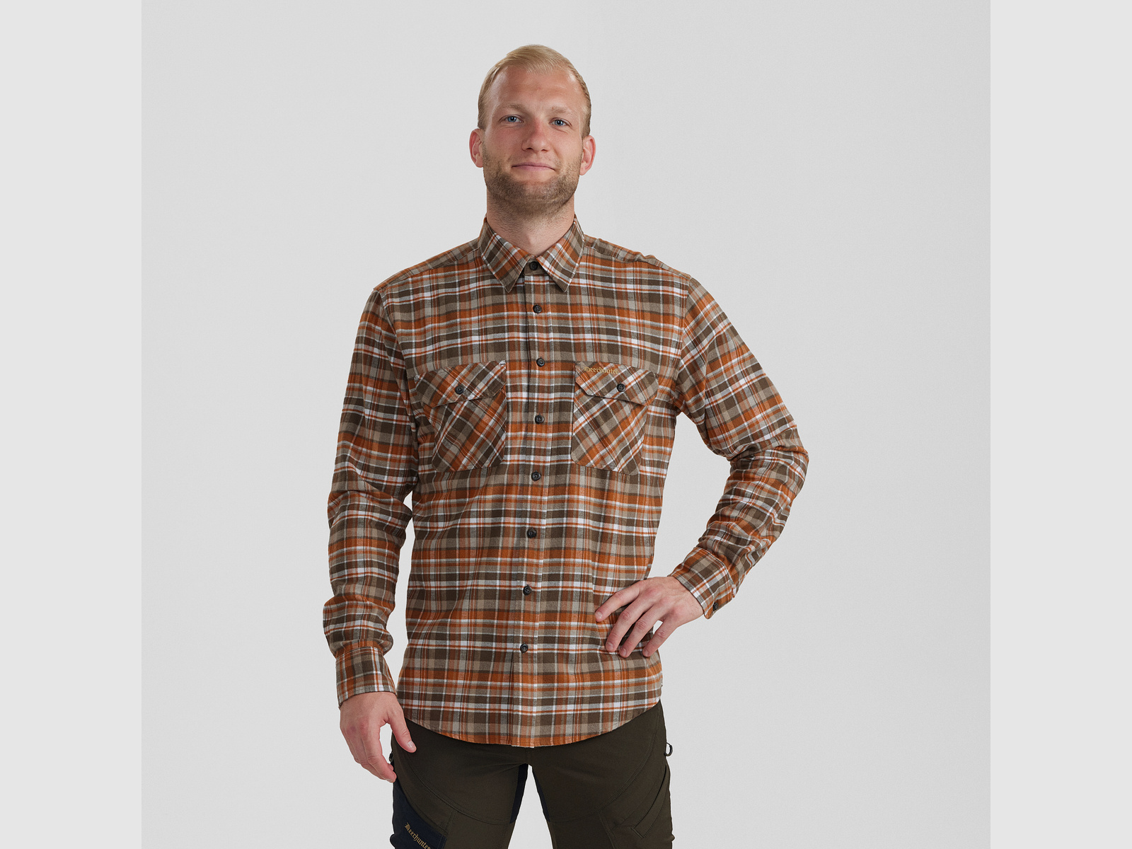 Andrew Shirt - Oranje Ruit - Herenmaat: 39/40