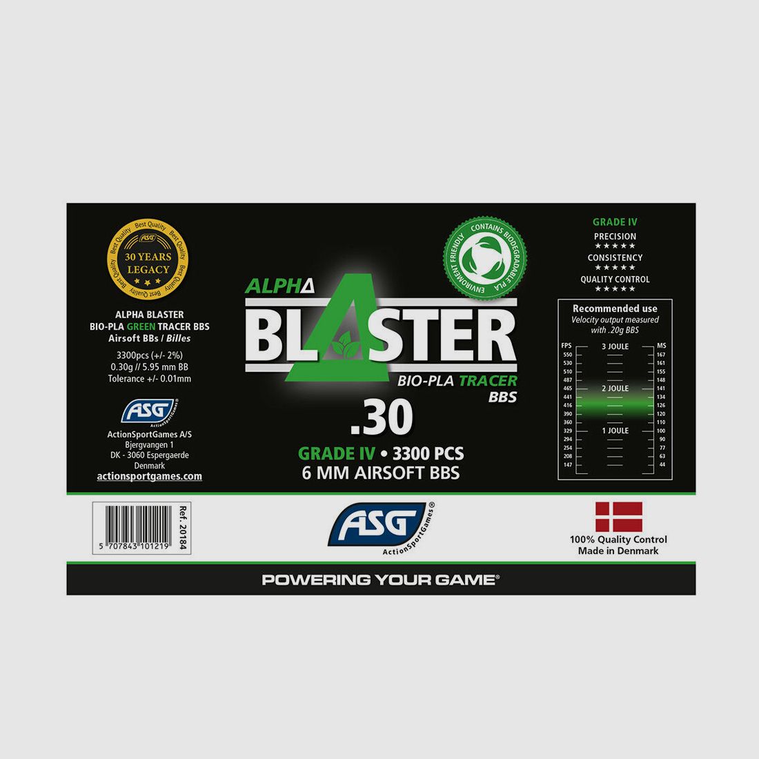 ASG Alpha Blaster Tracer 3300 Stk 6mm BB / 0,30 g / BIO / Grün, Bild 3 von 3