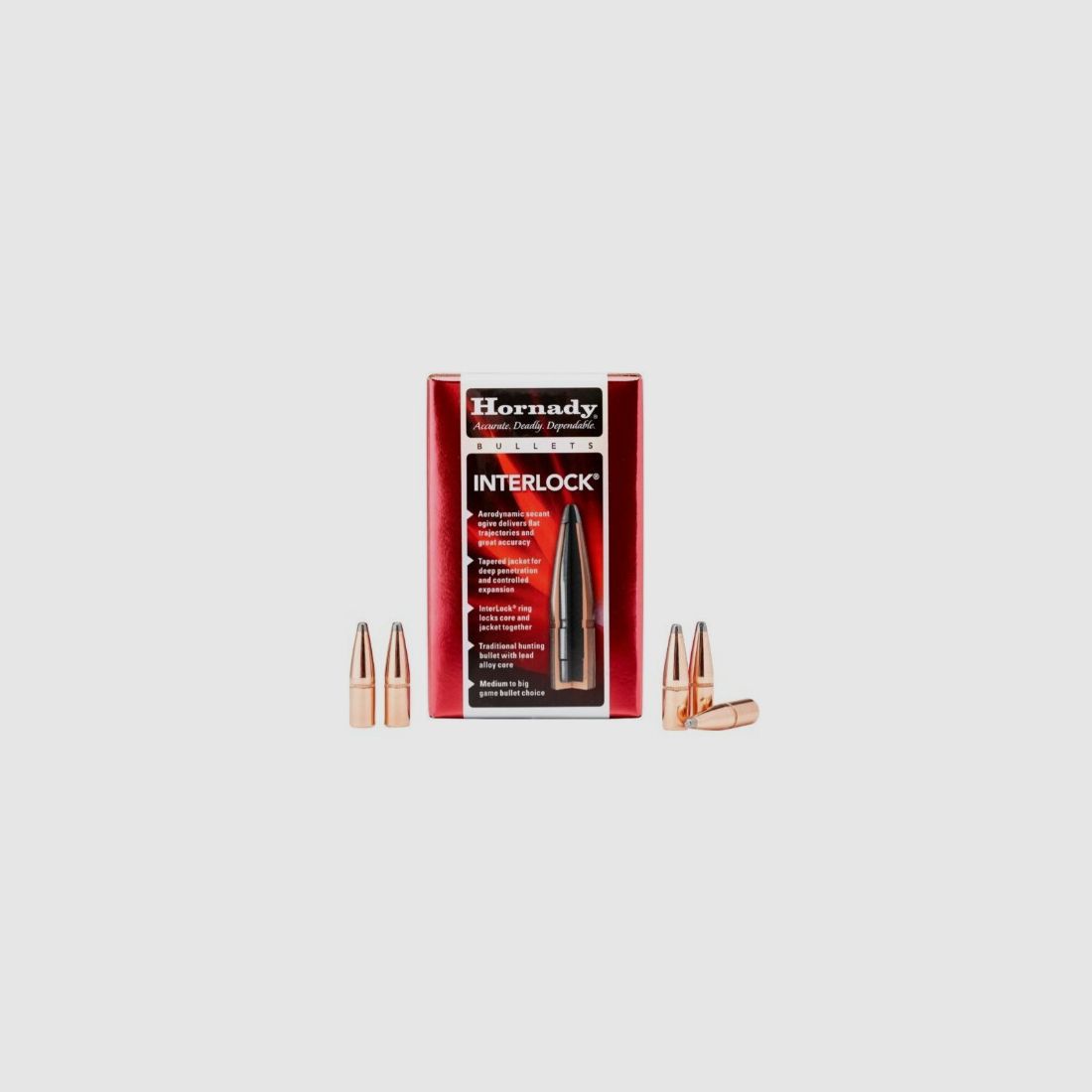 Hornady 8mm / .323 195 Grain SP Interlock Balas #3236 | 100 Piezas en Embalaje Individual