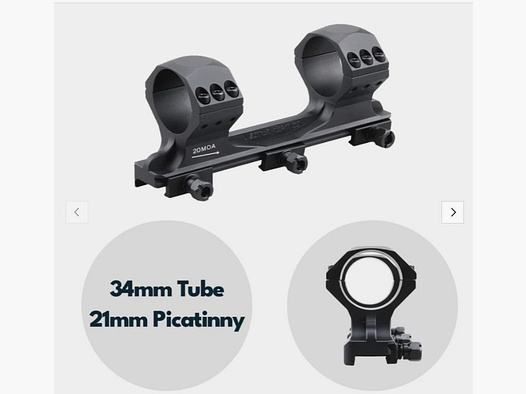 Vector Optics SCTM-58 X-Accu Blockmontage für 34mm Tubus, 21mm Picatinny, 20MOA Vorneigung, h=40mm