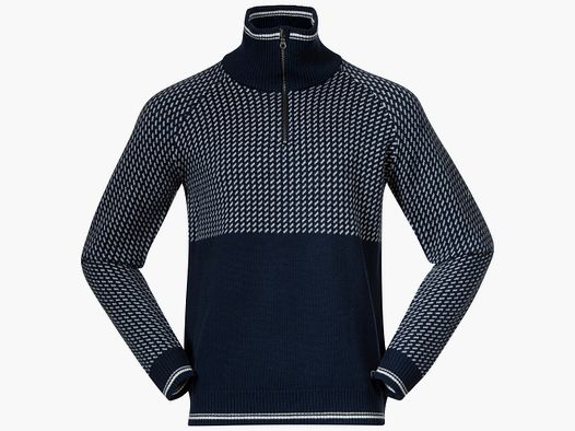 Bergans Alvdal Wool Half Zip Hommes Bleu Marine/Blanc Vanille XL