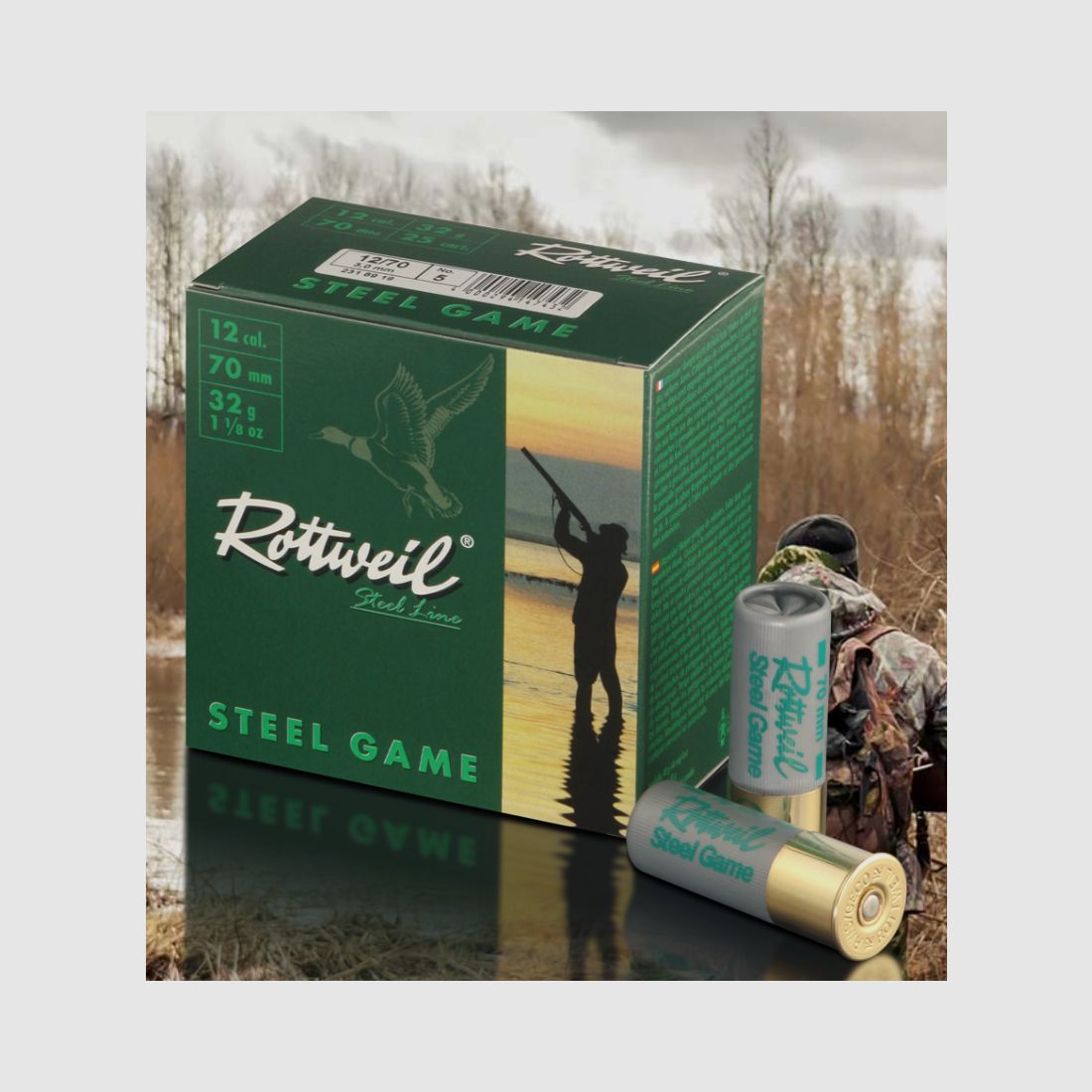 Rottweil 2316918 Steel Game 12/70 32g 2,6mm 25St. Schrotpatrone Bleifrei