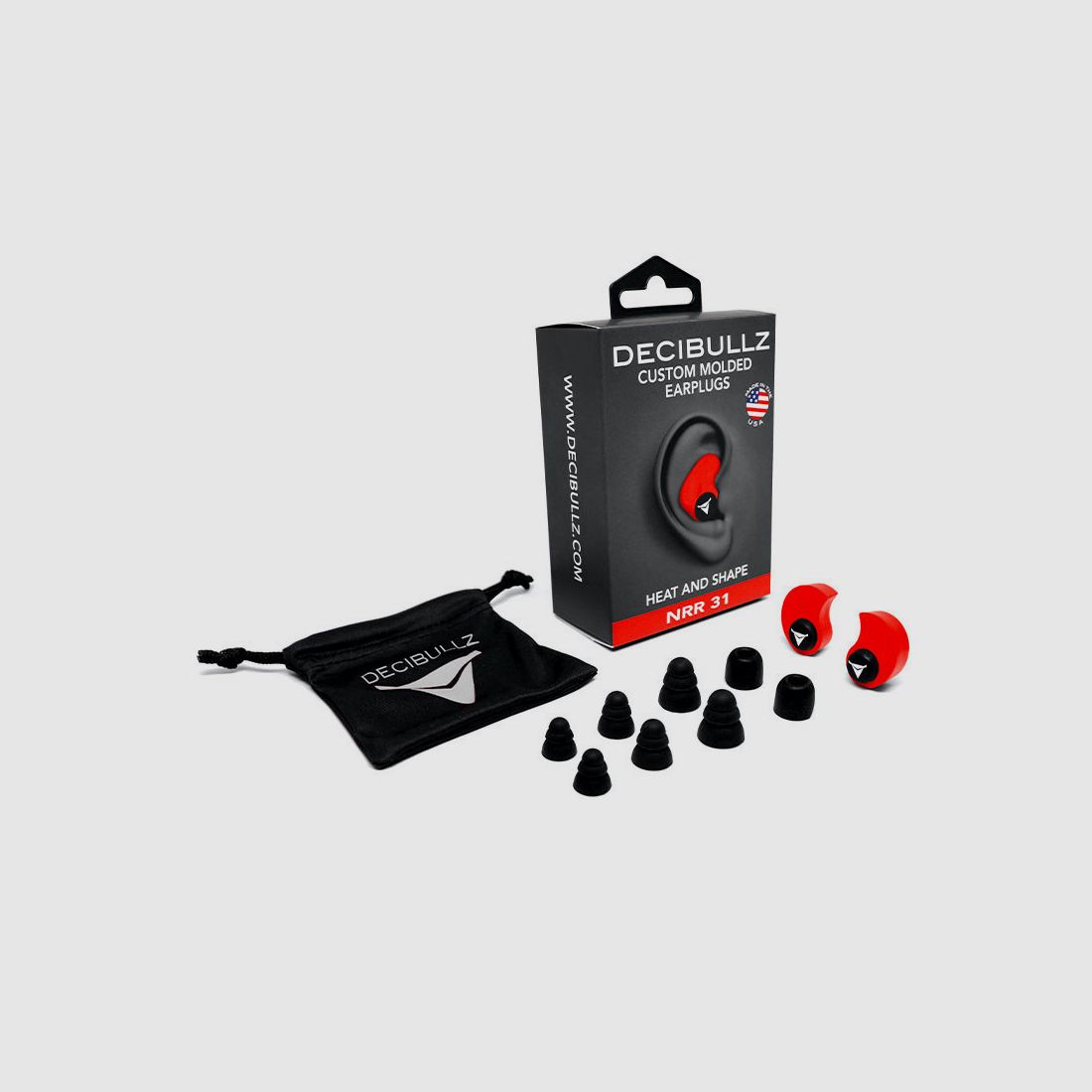 Decibullz 31 dB vervormbare oordoppen - rood, afbeelding 2 van 9