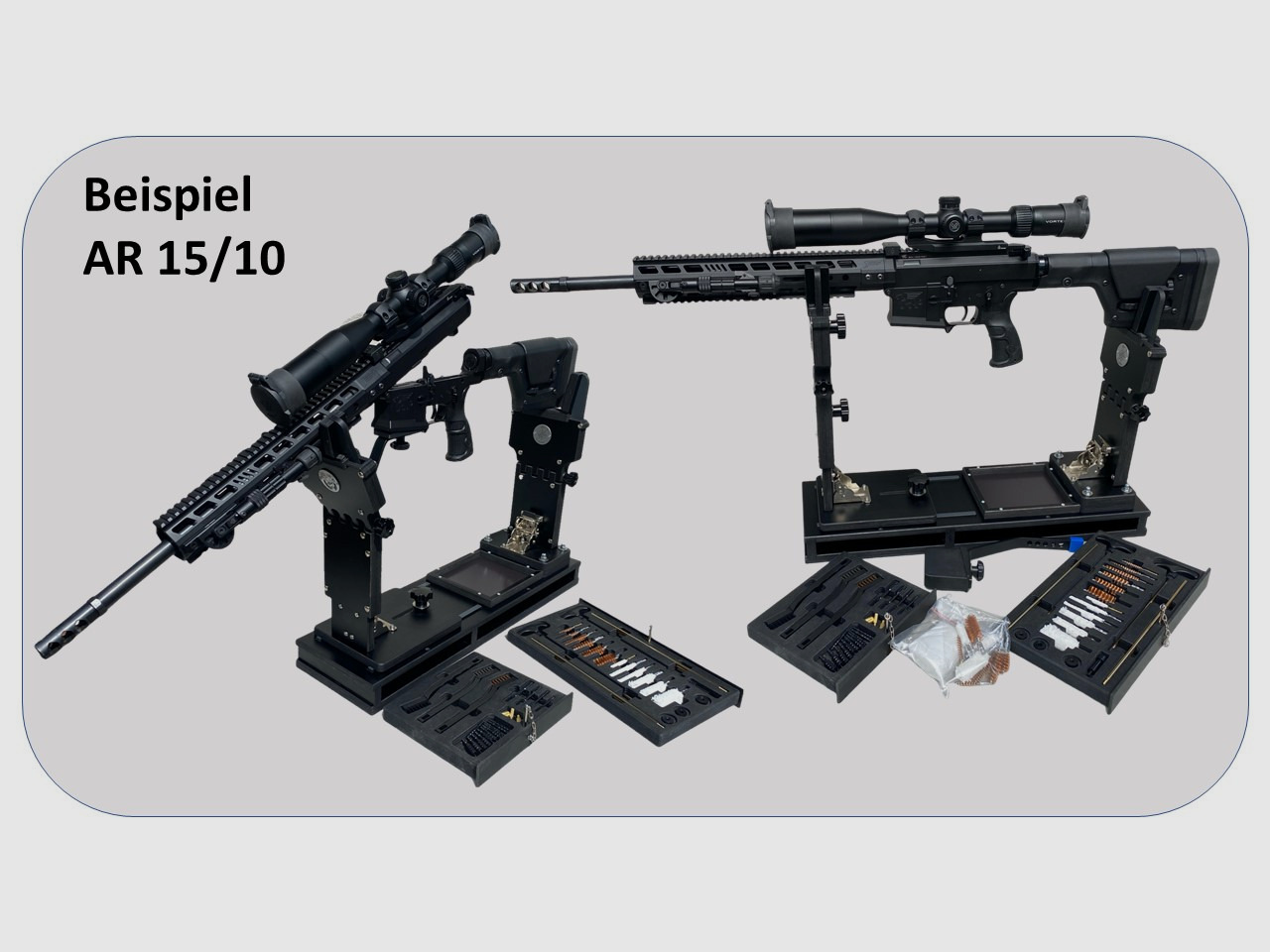 Multifunktionale Waffen-Arbeitsstation – Reinigungsstation / Einschießhilfe / Waffenhalter / Präsentationsständer