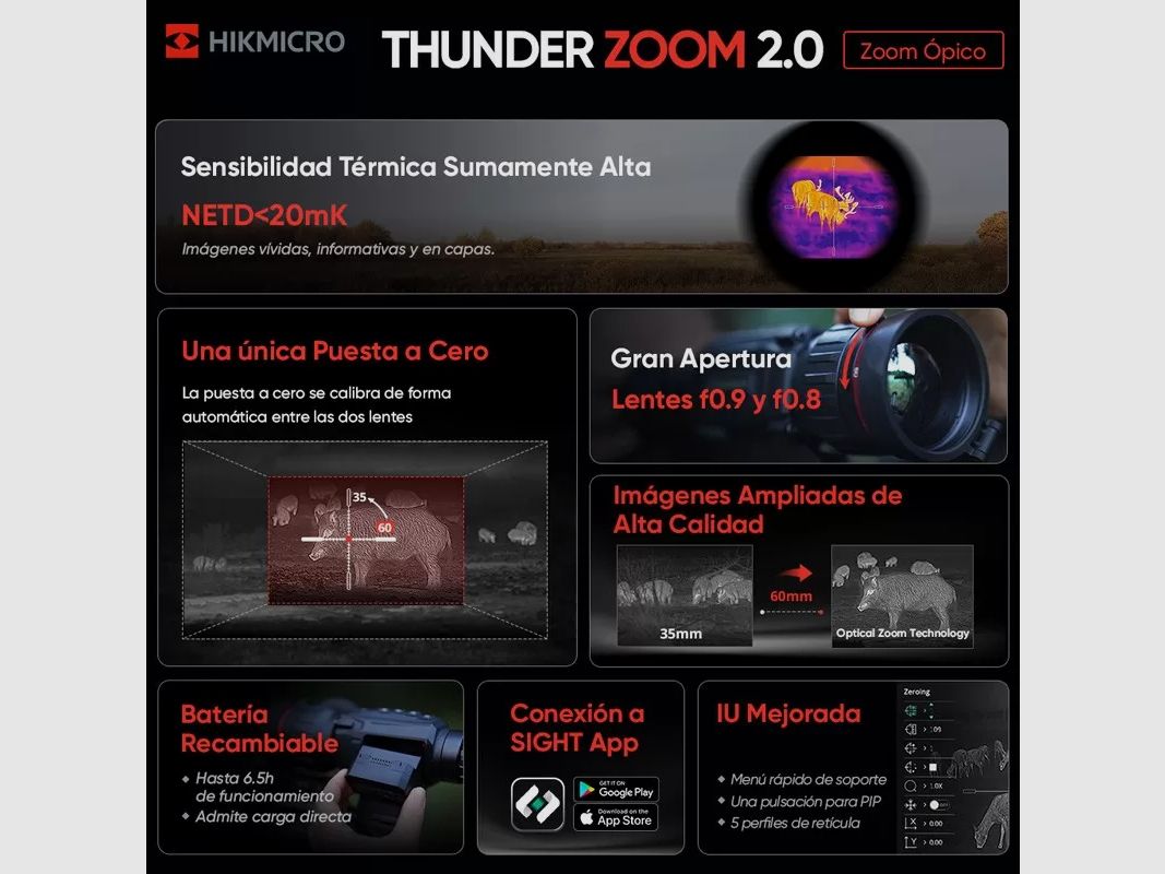 Zielfernrohr HikMicro THUNDER 2.0 ZOOM TH50Z 384X288, 12 µm. NETD 20 mk. 50 mm. 2600 m., Bild 6 von 10