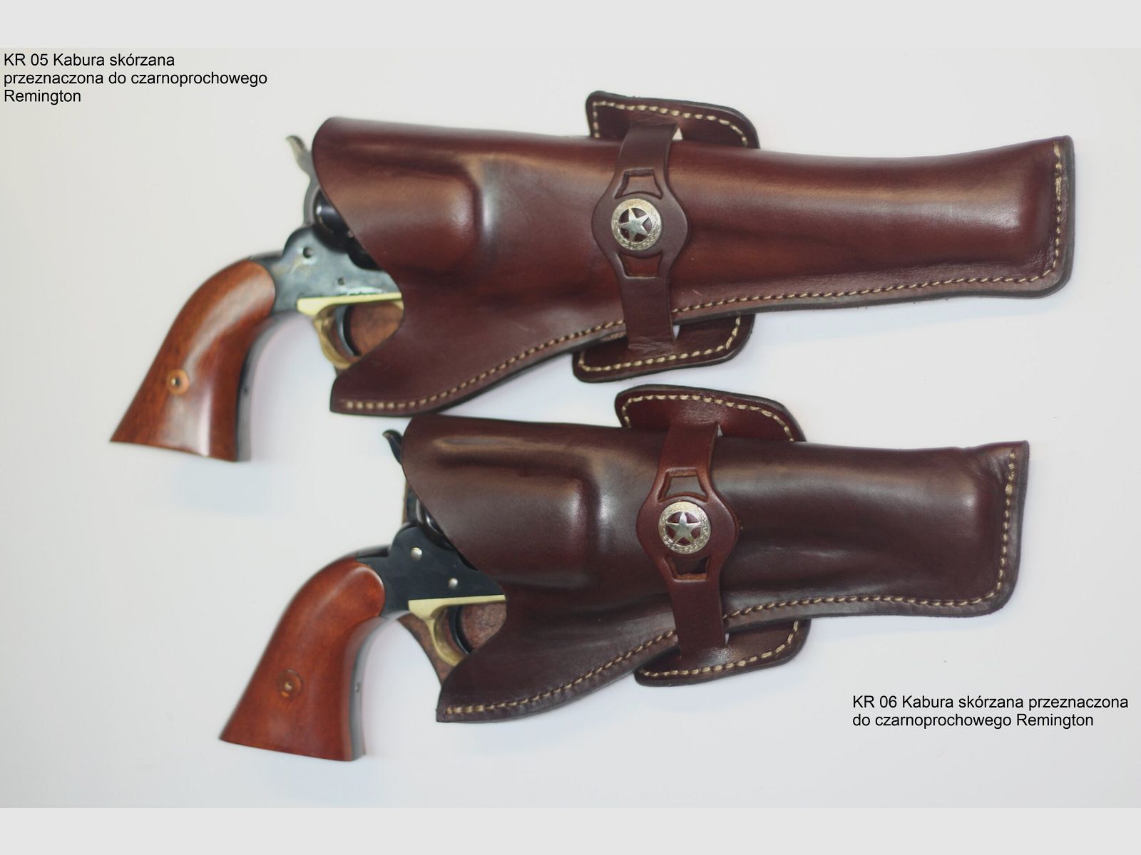 Open leather holster for the Remington 1858 revolver, image 1 of 3