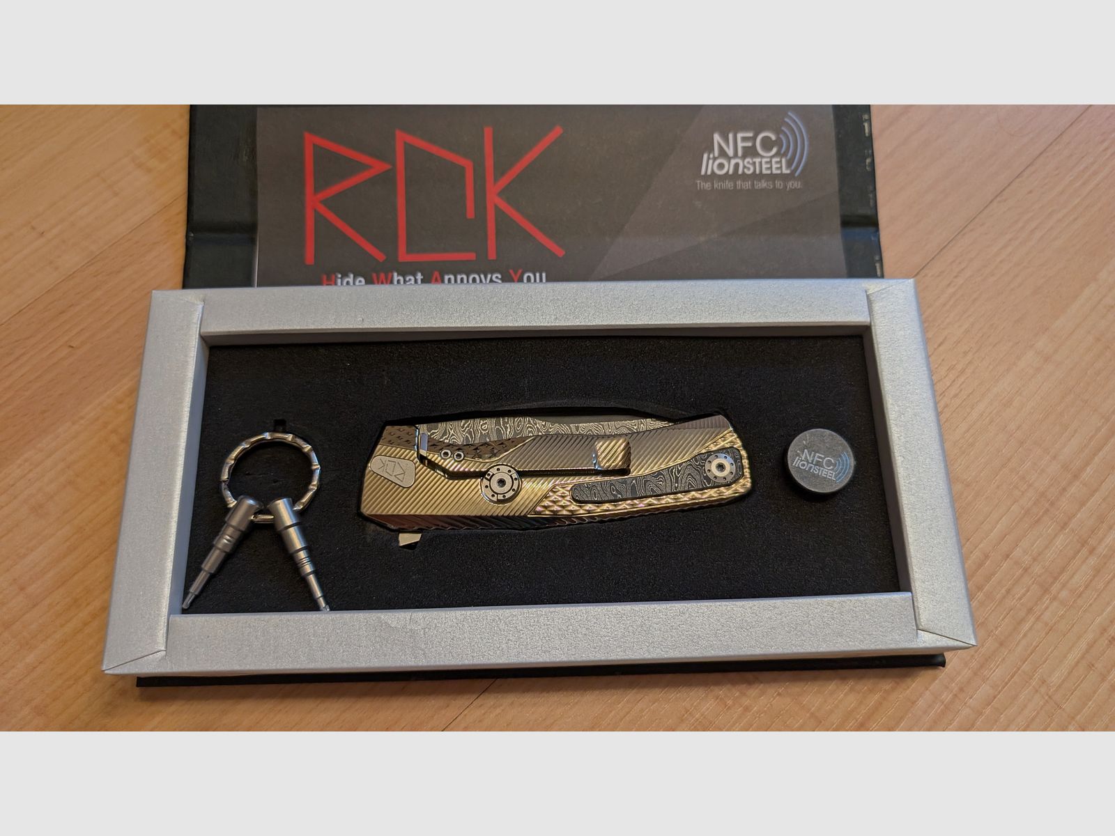 Lionsteel ROK Damast Titanium Gold NOWY
