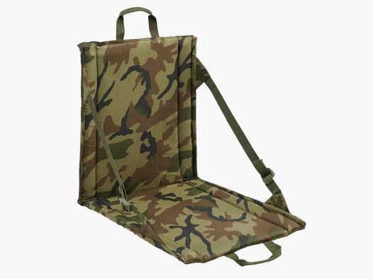 Asiento plegable con asa + bolsa de malla para 2 botellas de bebida - US Woodland