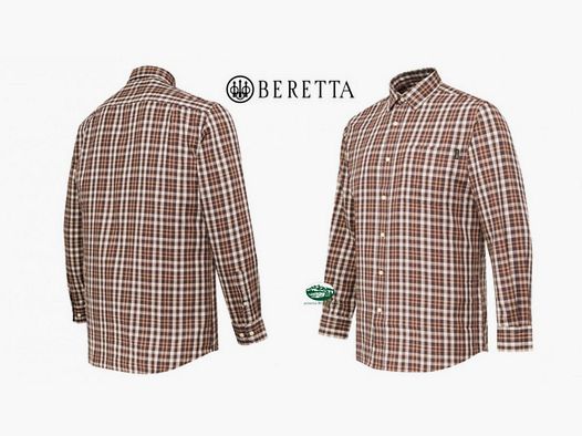 BERETTA Koszula w kratę Bryggen beżowo-bordowa LU382