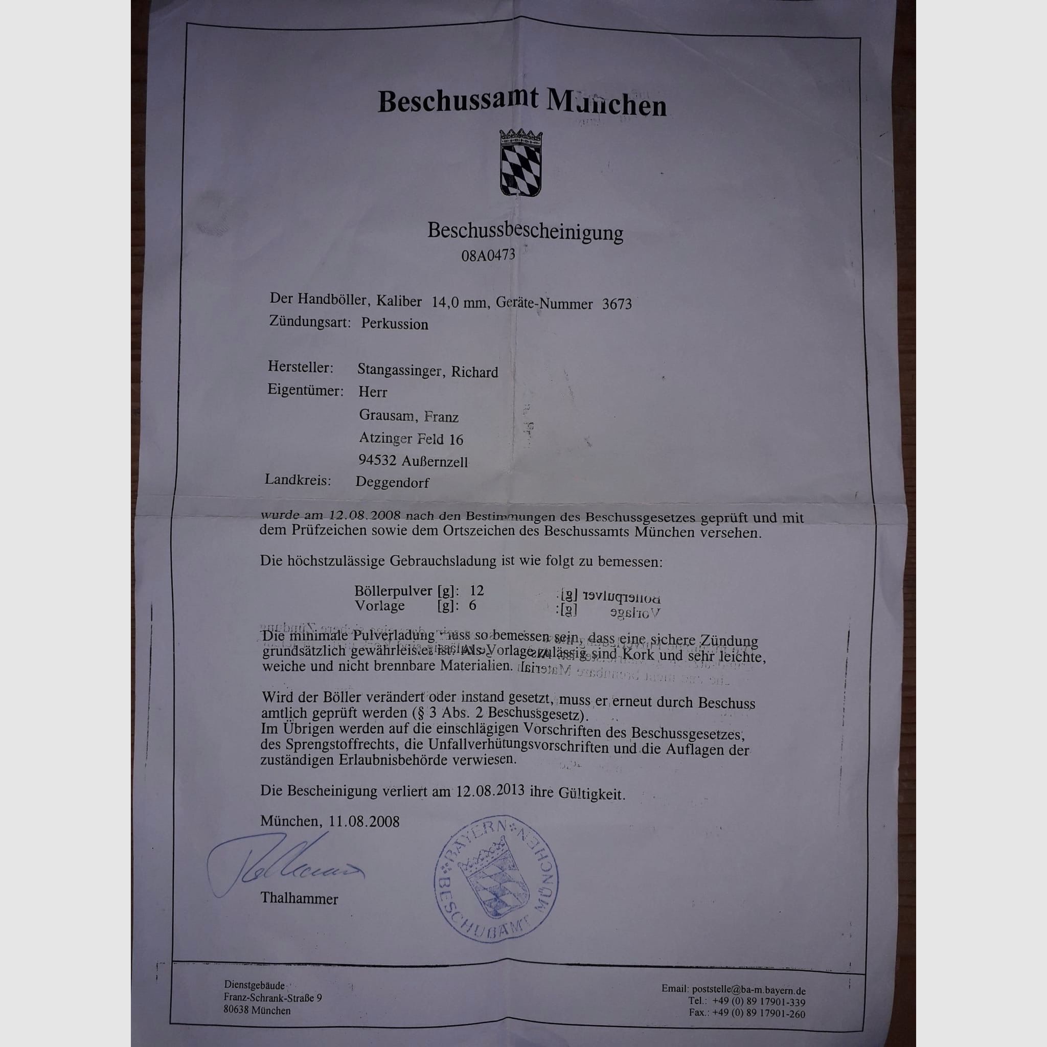 Handböller 14mm  Stangassinger Berchtesgaden 