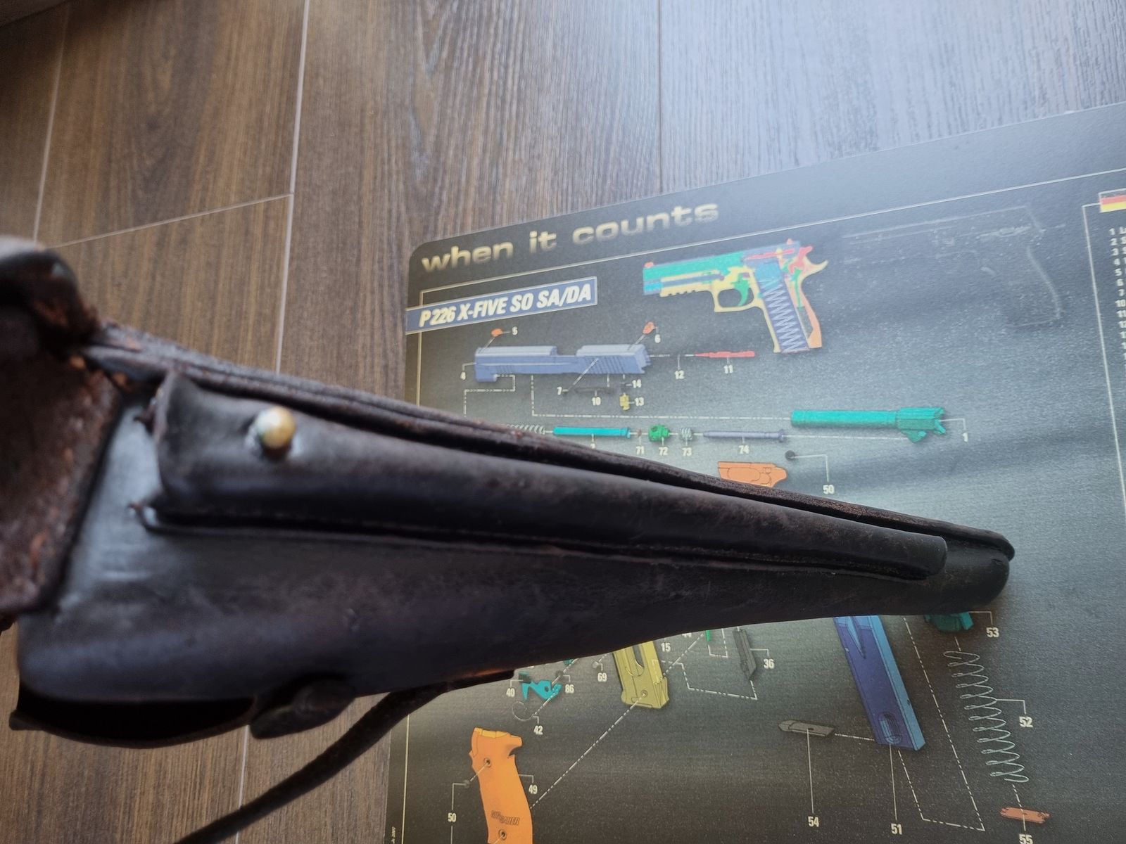 1915 DWM P08 Artillerie Leder-Holster von Steinmetz Breslau (B.A.X.) / Preis ist VHB