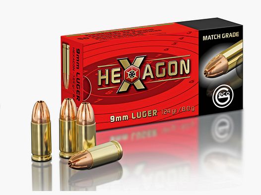 GECO HEXAGON 9mm Luger 124gr / 8,0g  °°°°°°°°°°°°°°°°°