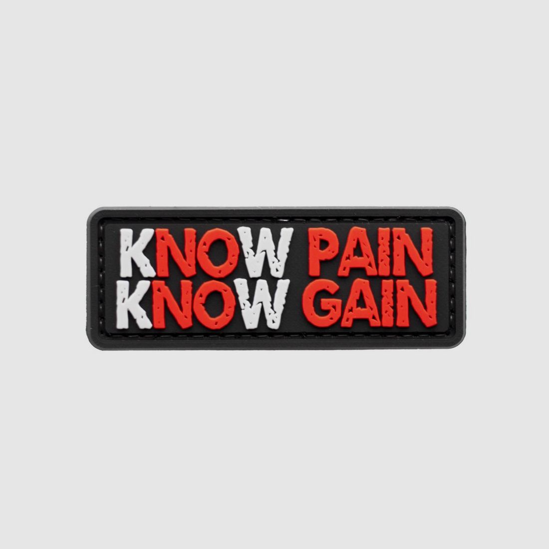 Know Pain Know Gain PVC Patch Schwarz-Rot
