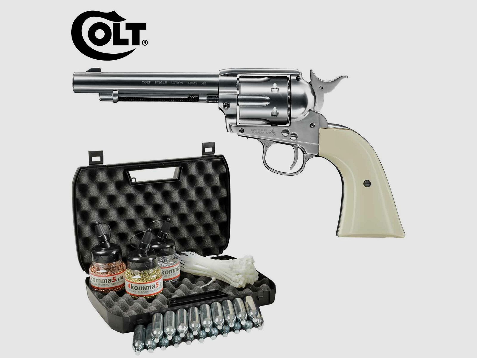 Kofferset Colt Single Action Army® 45 nickel Co2-Revolver Kaliber 4,5 mm BB (P18)