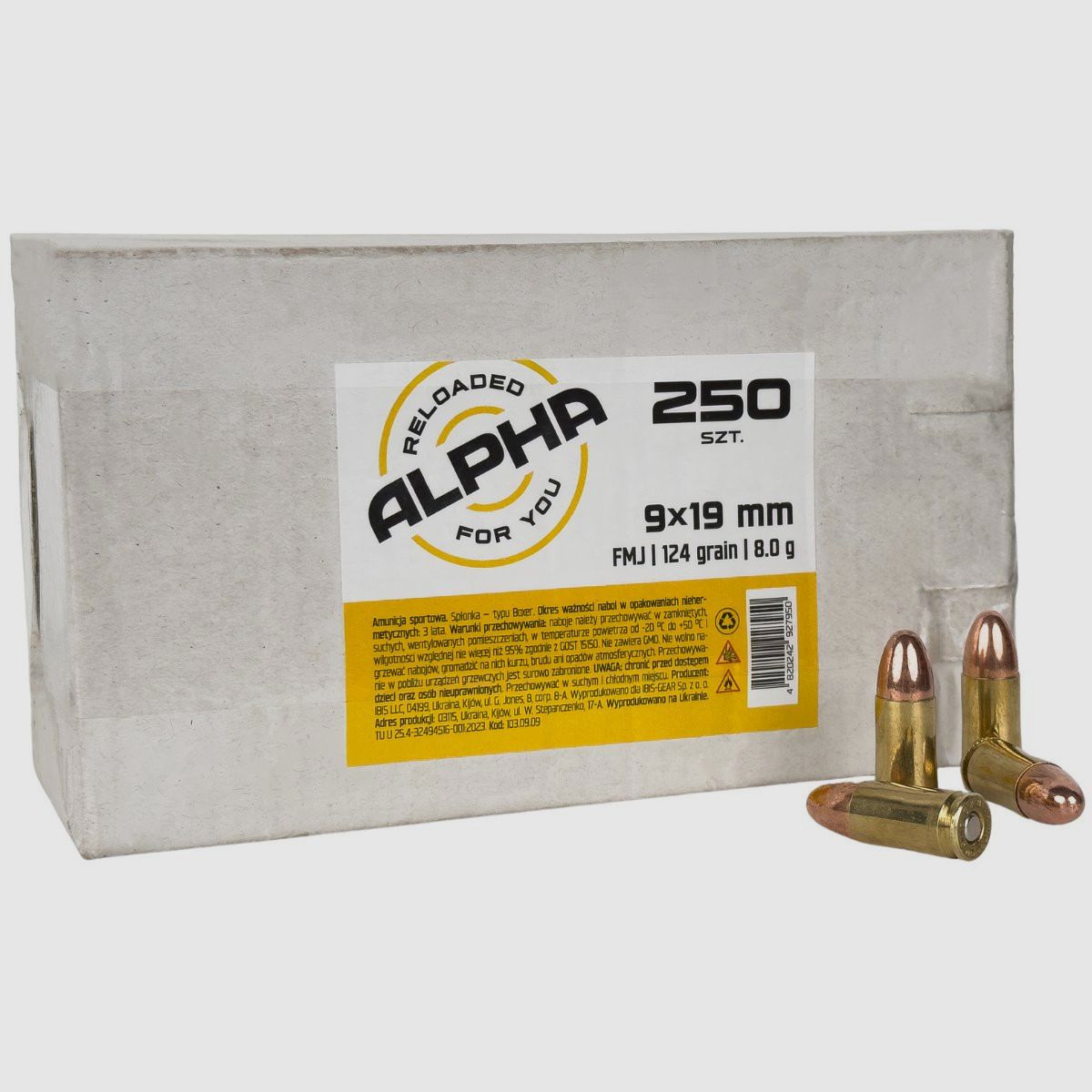 9x19 Alpha FMJ 124gr/8g, zdjęcie 1 z 2