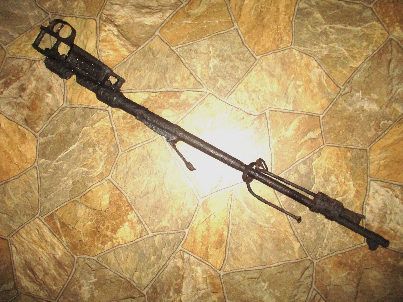 old rifle from World War I or II, decorative barn find