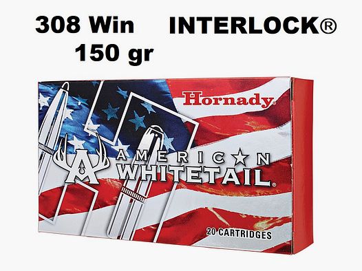 Municion Hornady 308 Win WHITETAIL INTERLOCK 150 gr