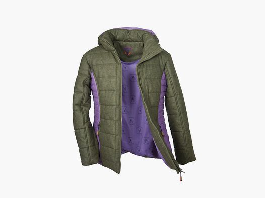 Veste pour femmes Loden - olive, rayures latérales violettes