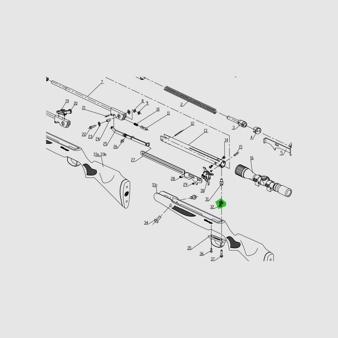 FĂĽhrungsblech fĂĽr Haltebolzen fĂĽr luftgewehr Stoeger X50, Ersatzteil