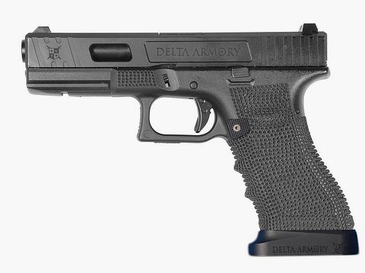P02 GBB Airsoft Pistole mit Grip Stippling in Schwarz | Delta Armory