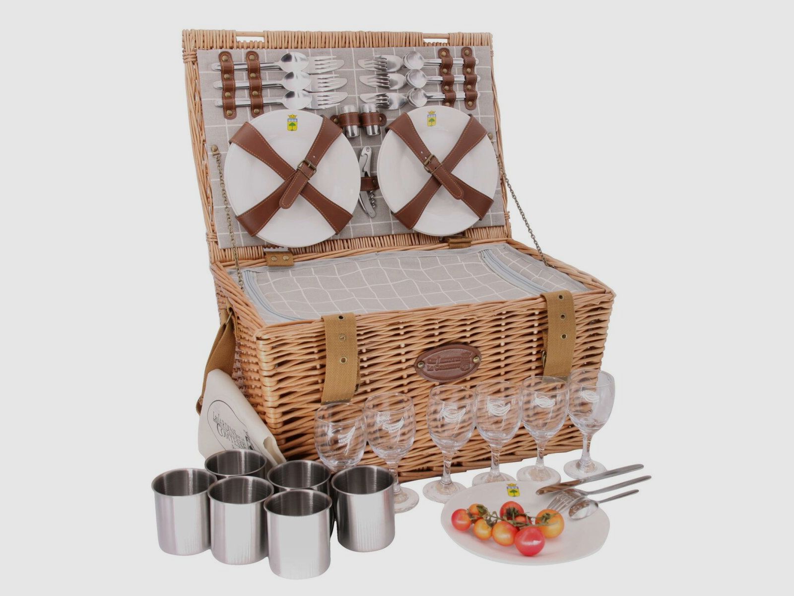 Lovergreen picnic motif picnic basket for six people Concorde