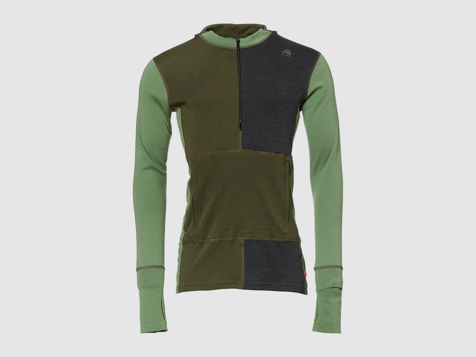 aclima Aclima Hoodie WarmWool Sweater Zip olive night dill melange