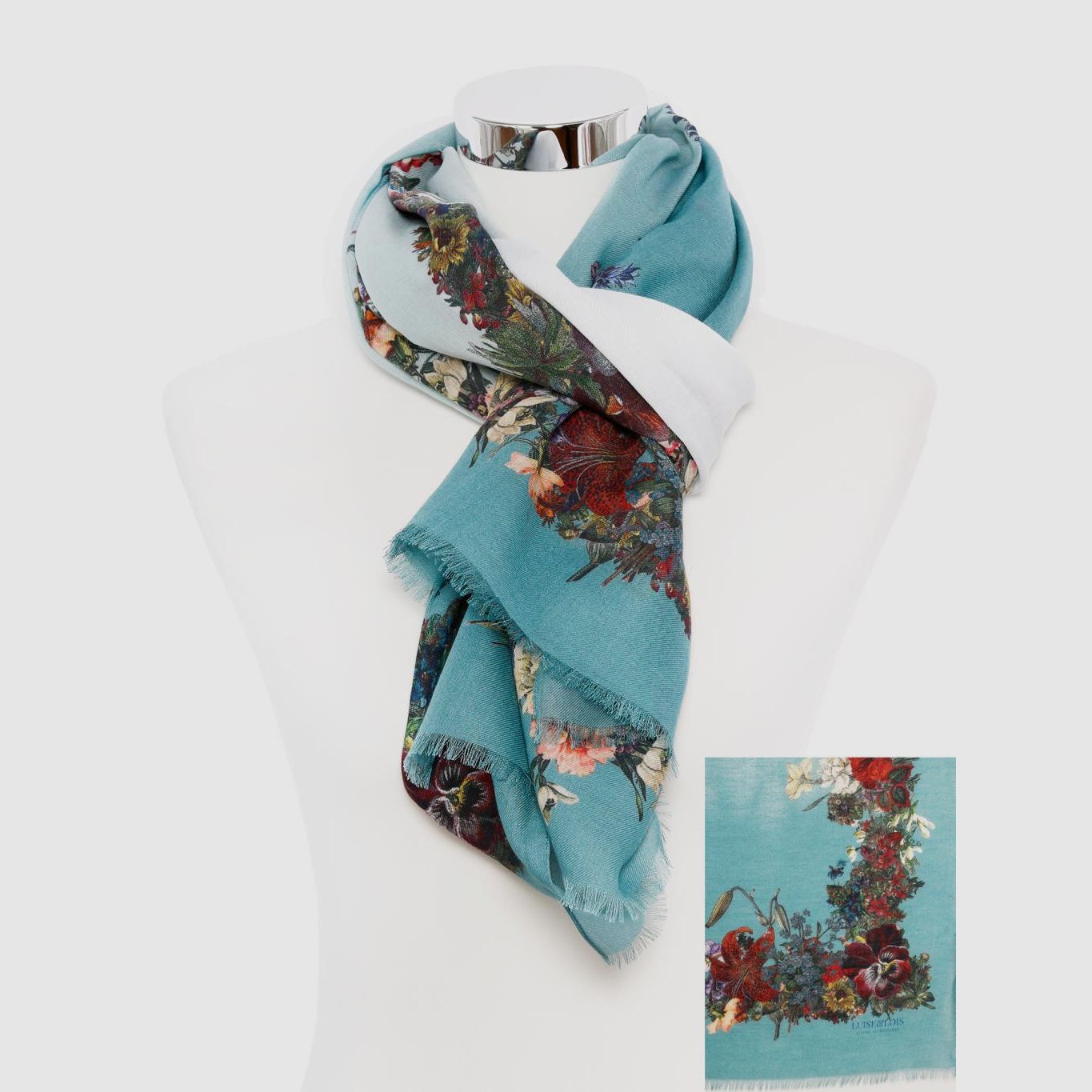Luise Steiner bloemen sjaal in blauw