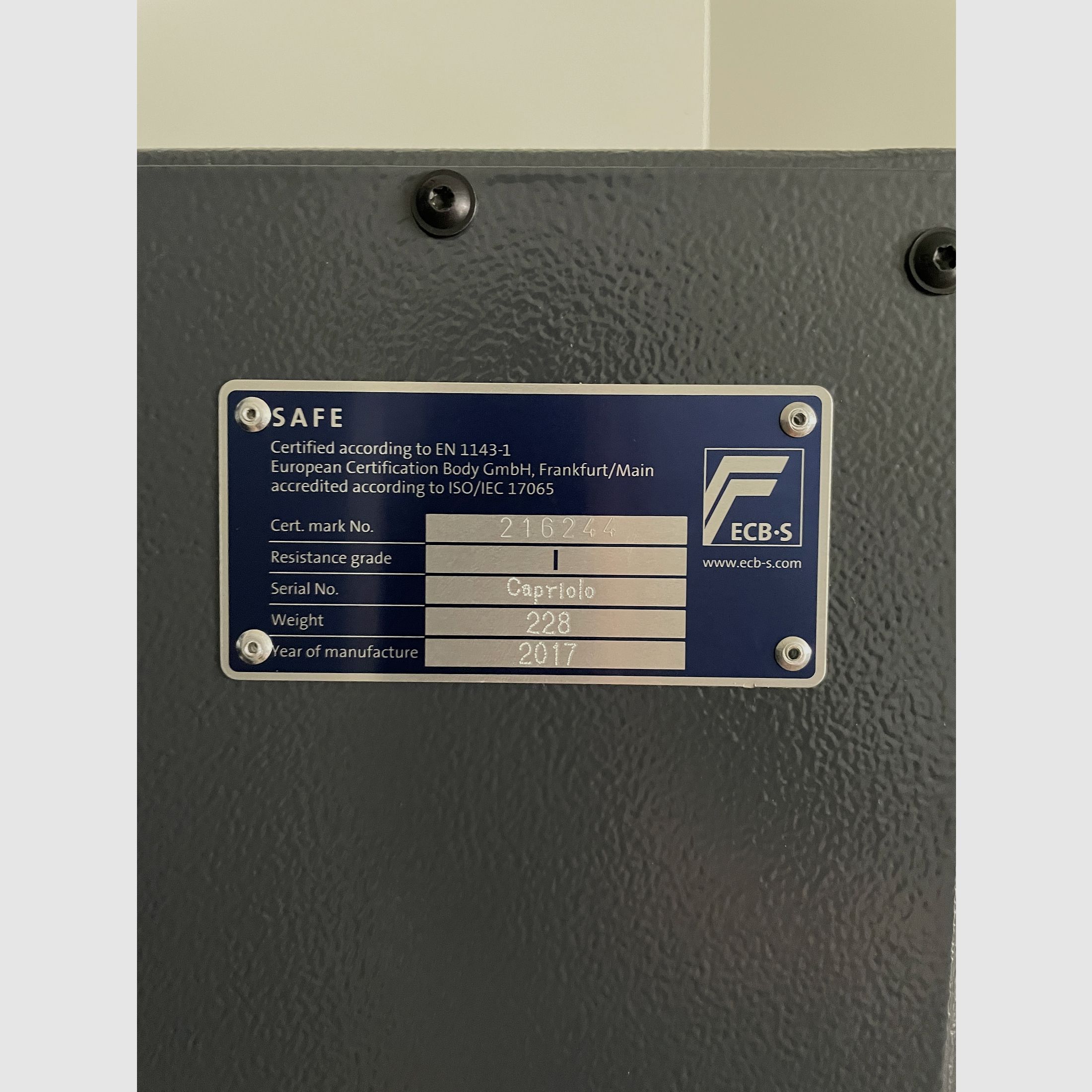 Sejf na broń EN1143-1 Klasa 1