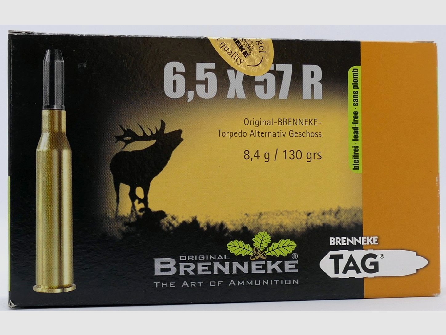 Brenneke 6,5x57R TAG 8,4g Cartucce per fucile senza piombo