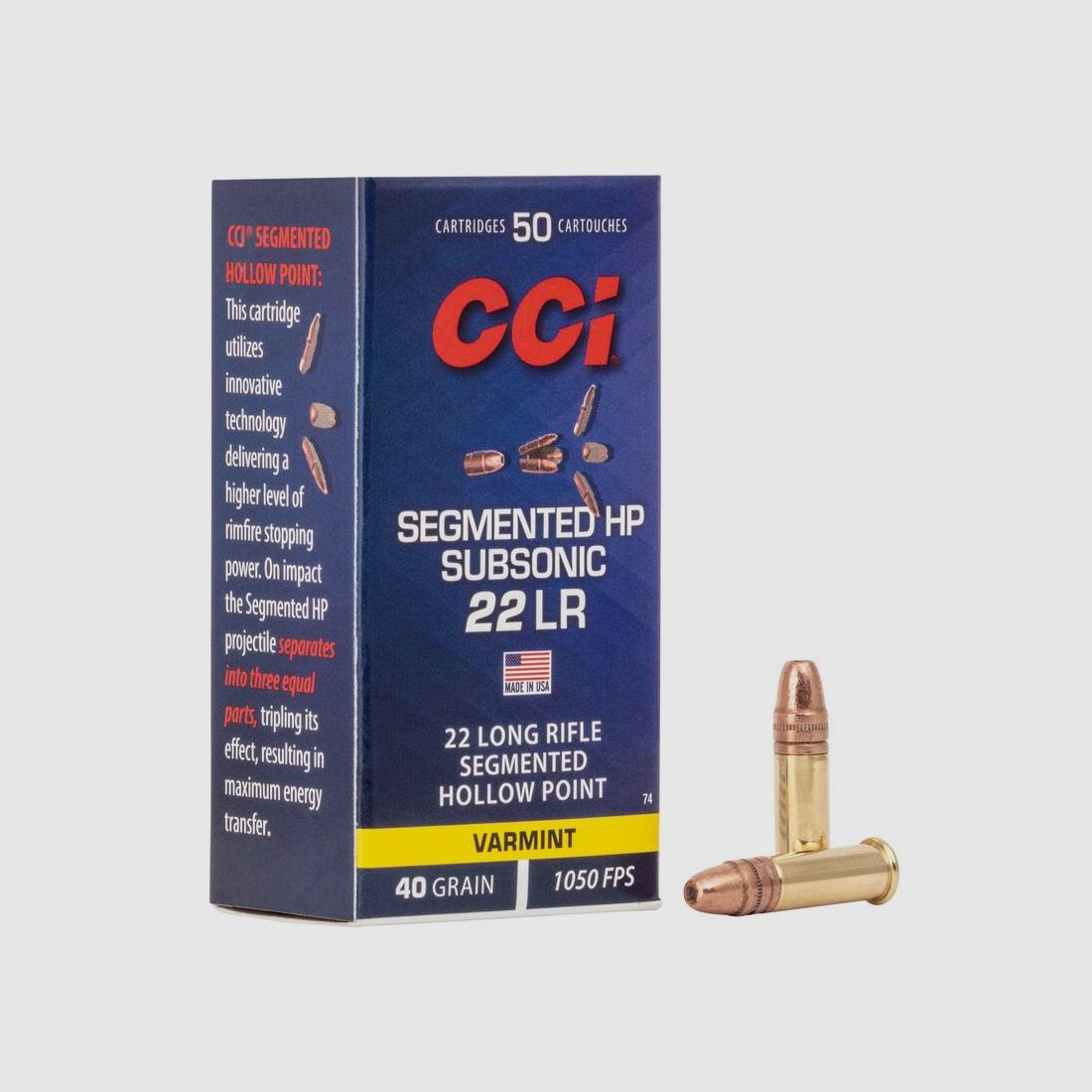 CCI Segmented Hollow Point Subsonic .22 LR 40GR 50 cartridges