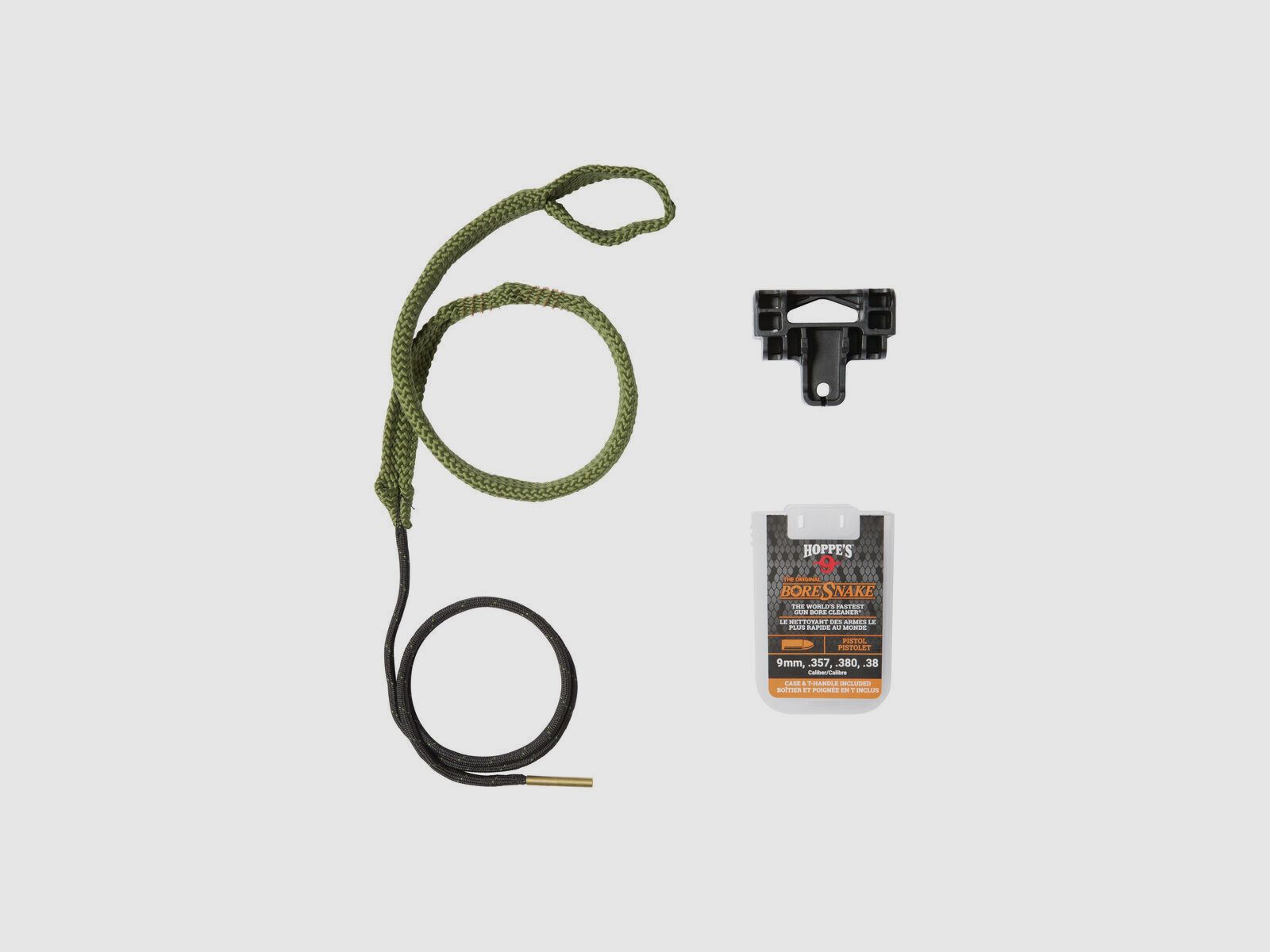 Hoppe´s BoreSnake Reinigungsschnur für 9 mm, .357, .380 und .38 Pistolen – mit Handgriff und Aufbewahrungsbox