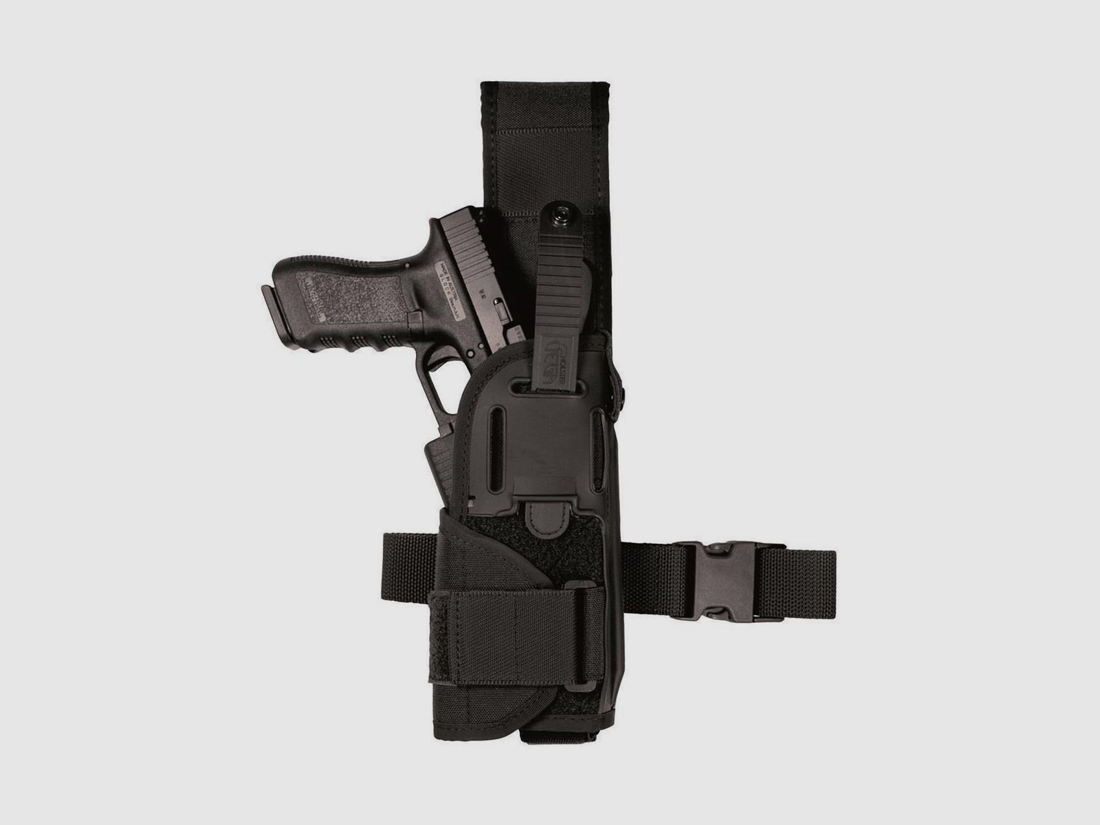 Verstellbares taktisches Holster für Pistolen mit Licht,- / Lasermodul Full Size L/Auto bis 5" Schwarz Linkshänder