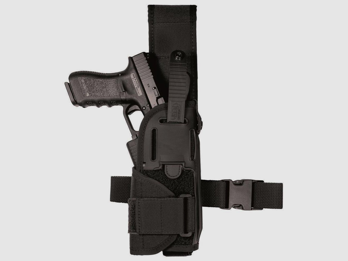 Verstellbares taktisches Holster für Pistolen mit Licht,- / Lasermodul Full Size L/Auto bis 5" Schwarz Linkshänder
