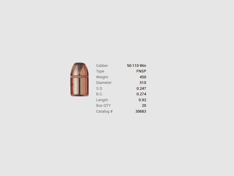 Barnes Geschoss .50-110 Win./.510 450GR Originals FN FB 20 Stück