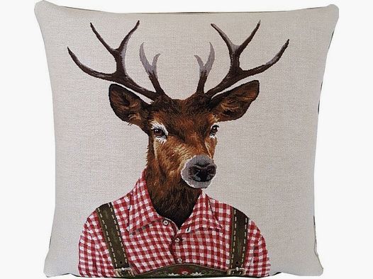 Lovergreen Kissen Motiv Kissen Hirsch rot Schottisches Hemd