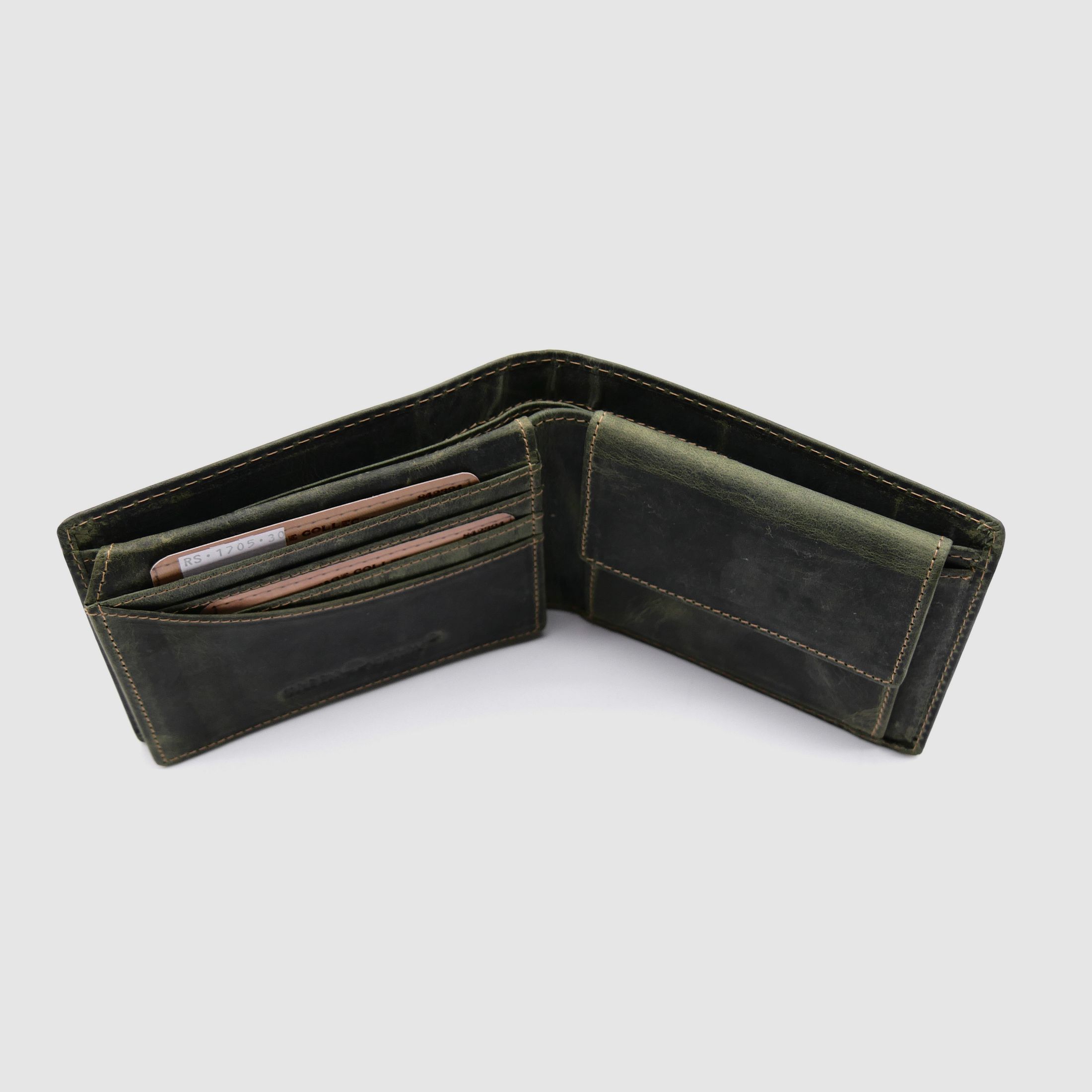 Greenburry billetera de cuero oliva colección vintage Animal Royal Stag ciervo 1705-rs-30